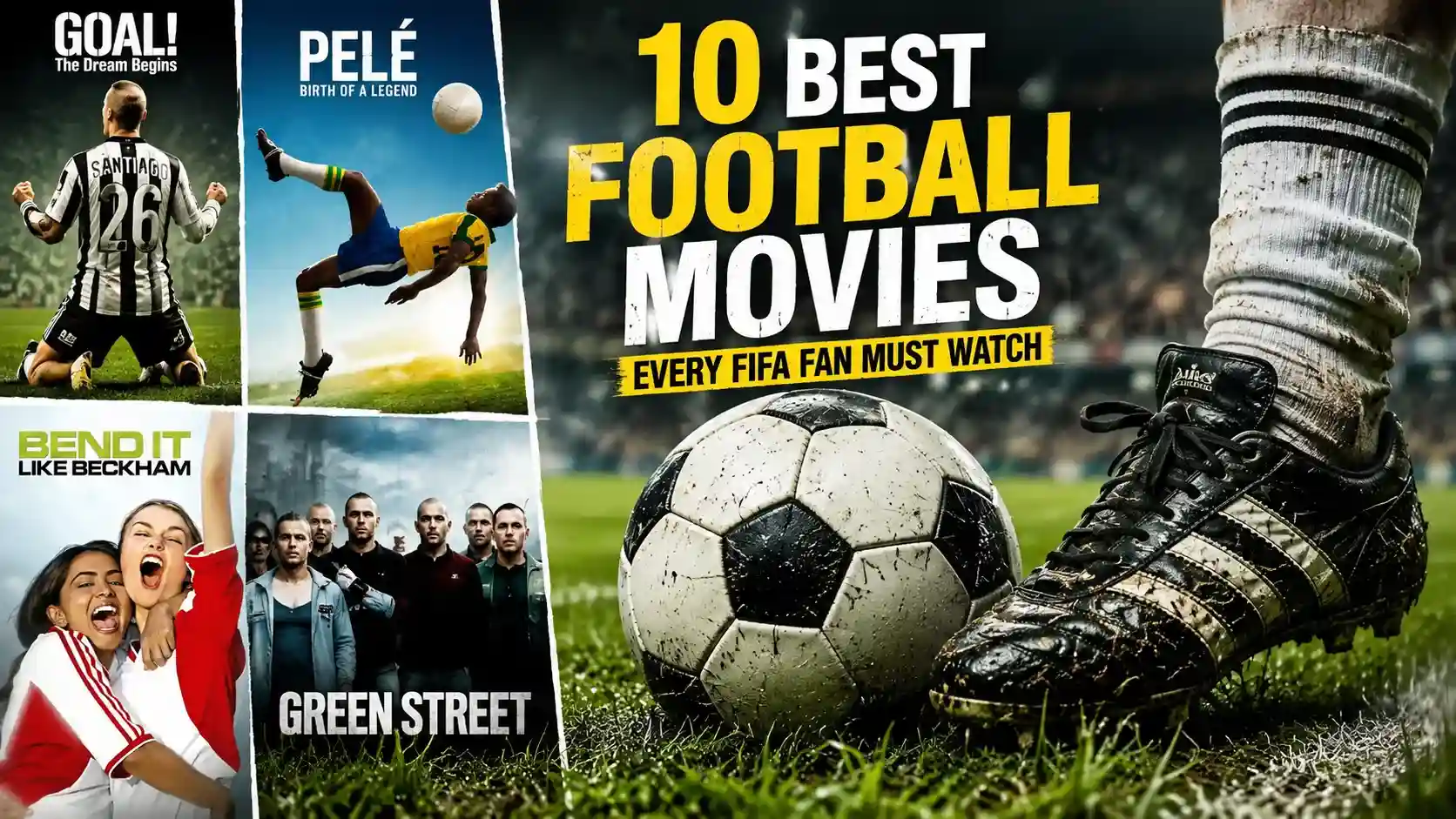 Top 10 Best Football Movies of All Time Every FIFA Fan Must Watch featuring Goal, Pelé Birth of a Legend, Bend It Like Beckham and Green Street
