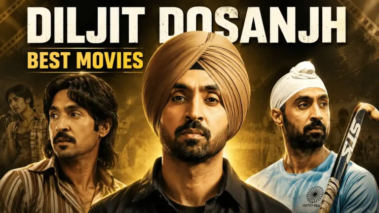 The Best Diljit Dosanjh Movies thumbnail featuring Amar Singh Chamkila and Soorma movie characters
